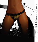 closeup, von, frau, abdomen, und, bikini