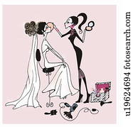 noiva, obtendo, dela, maquilagem, feito, para, a, casório