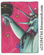 Closeup of the Statue of Liberty in New York with a starry sky Closeup of the Statue of Liberty in New York with a starry sky