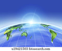 Digital composite of continents on globe