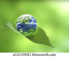 Digital composite of earth on a leaf