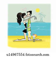 Couple kissing on a beach