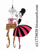 אישה, בעל קפה, ו, a, מתוק