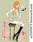 Young woman holding jewelry box with ring