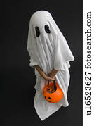 criança, em, traje fantasma