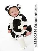 bebê, em, vaca, traje