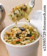 pote, de, instante, galinha, noodles