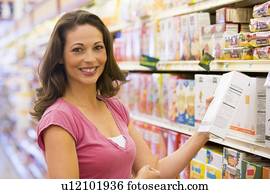 קניות של אישה, ב, a, מכולת