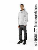 Full Length Studio Portrait Of Teenage Boy