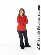 Full Length Studio Portrait Of Teenage Girl