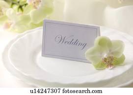 Wedding name tag on the plate
