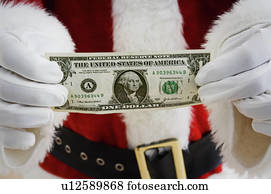 Santa holding money