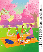 若い, 親, ピクニック, ∥で∥, 子供, ∥において∥, 公園