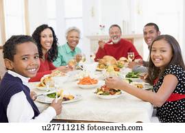 Family All Together At Christmas Dinner Stock Image | u14012421