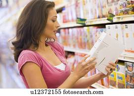 shopping mulher, em, um, mercearia