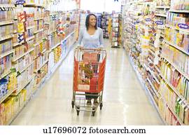 קניות של אישה, ב, a, מכולת