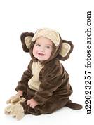 bebê, em, macaco, traje