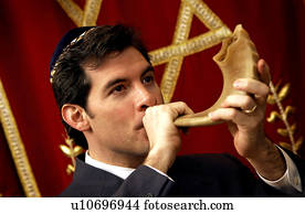 homem, soprando, shofar