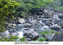 Close-up of stream filled with natural pattern, horizontal