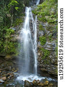 Close-up of waterfall filled with natural pattern and moss