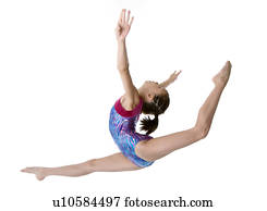 Girl practicing gymnastic pose on pad Stock Photo | u11819808 | Fotosearch
