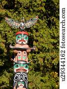 Portal post detail. Salish First Nation totem pole at Totem Park ...