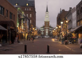 Burlington, Christmas, decorations, church, winter, snow, city, Vermont