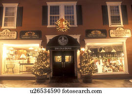 church, Vermont, winter, First Congregational Church decorated for the