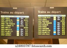 programa, para, trens, chegando, em, estação