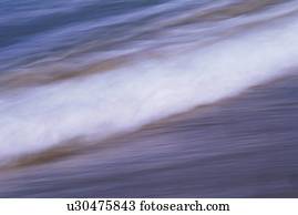 White Waves Lapping at the Beach, Blurred Motion