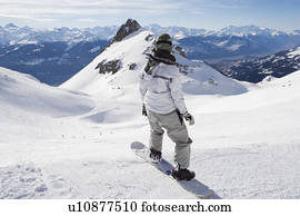 Snowboarder on top of mountain