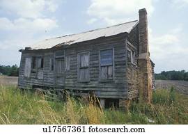 Slave quarters on a plantation in the South
