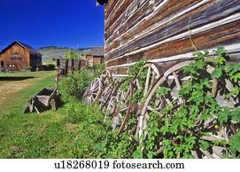 edifício velho, em, cidade ghost