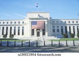 American Flag hung on The Federal Reserve Bank, Washington, D. C.