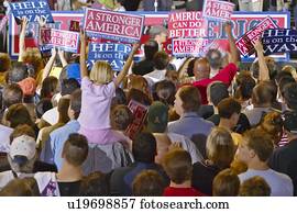 torcida, de, partidários, campanha, rally