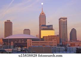 centro cidade, indianapolis, em, amanhecer