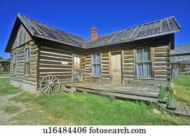 edifício velho, em, cidade ghost