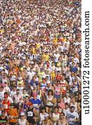 torcida, de, corredores maratona