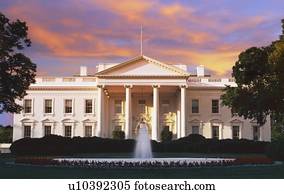 The White House at dusk
