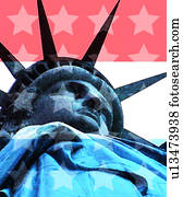 close up statue of liberty with flag background close up statue of liberty with flag background