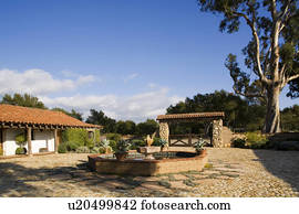 Exterior of Spanish Style Home and Landscape