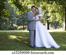 retrato, de, un, novia y novio