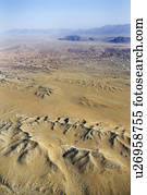 Aerial view of mountainous  desert landscape