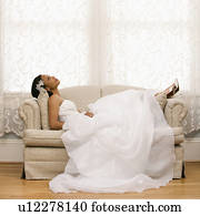 noiva, mentindo, ligado, assento amor