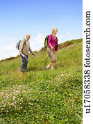 Senior couple hiking