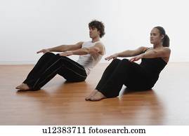 Couple exercising together