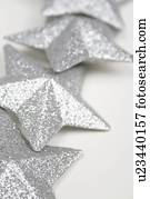 um, fila, de, prata, estrelas