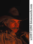 cowboy, ungefähr, lagerfeuer