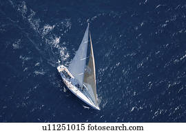 Sailboat on Ocean elevated view