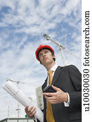 executivo, gerente, ligado, um, local edifício